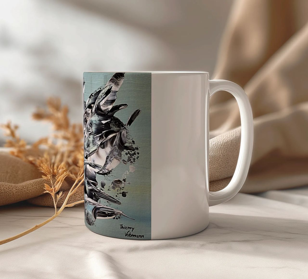 MESSAGE FROM THE HEART 19 tazza in ceramica da Thierry Vobmann Abstract painting