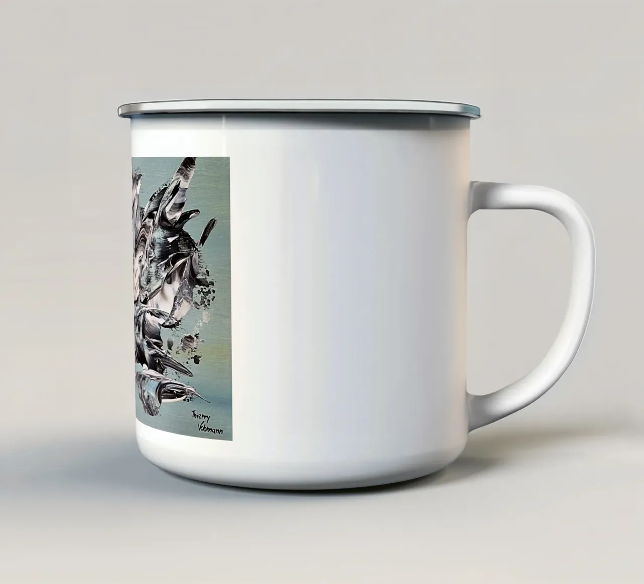 MESSAGE FROM THE HEART 19 mug en émail de Thierry Vobmann Abstract painting