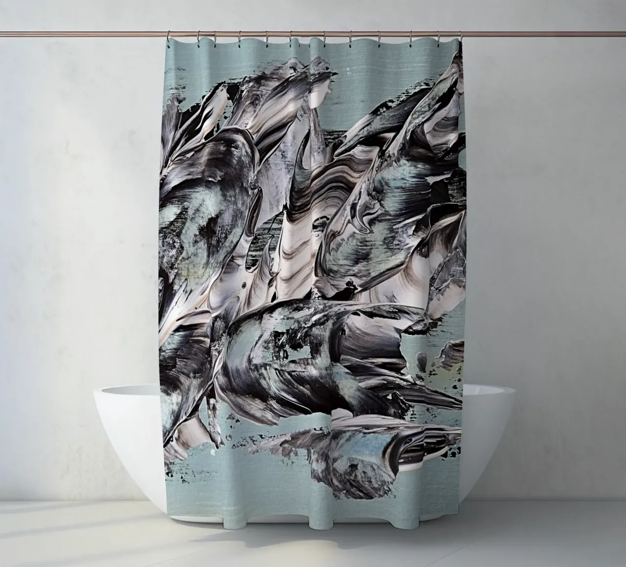 MESSAGE FROM THE HEART 19 Duschvorhang von Thierry Vobmann Abstract painting