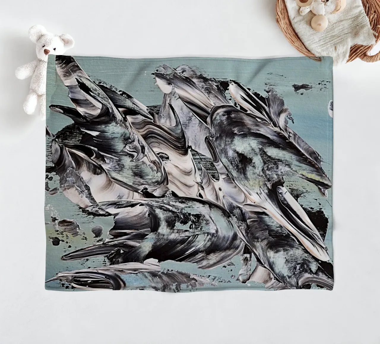 MESSAGE FROM THE HEART 19 coperta in pile da Thierry Vobmann Abstract painting