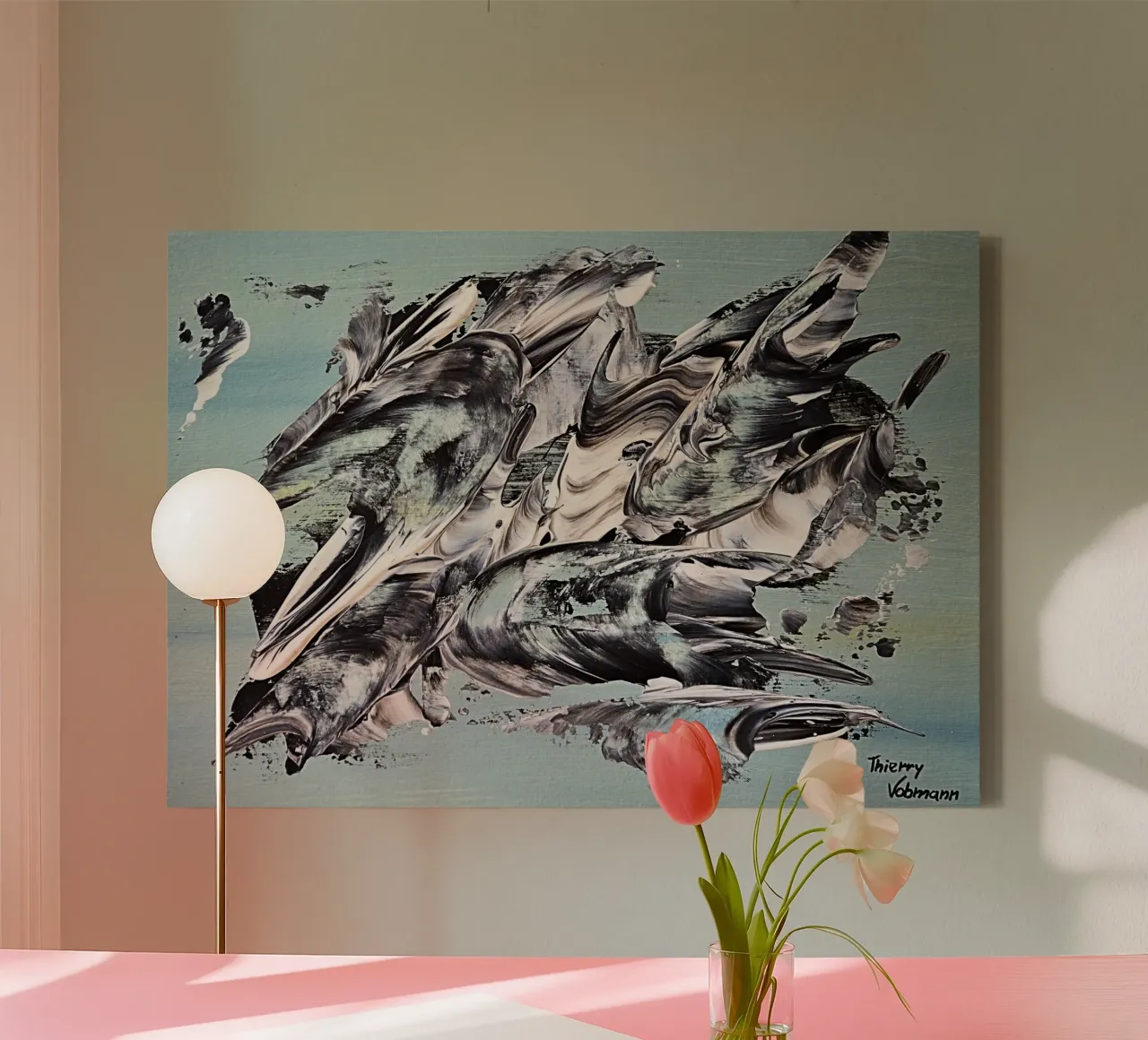 MESSAGE FROM THE HEART 19 canvas van Thierry Vobmann Abstract painting