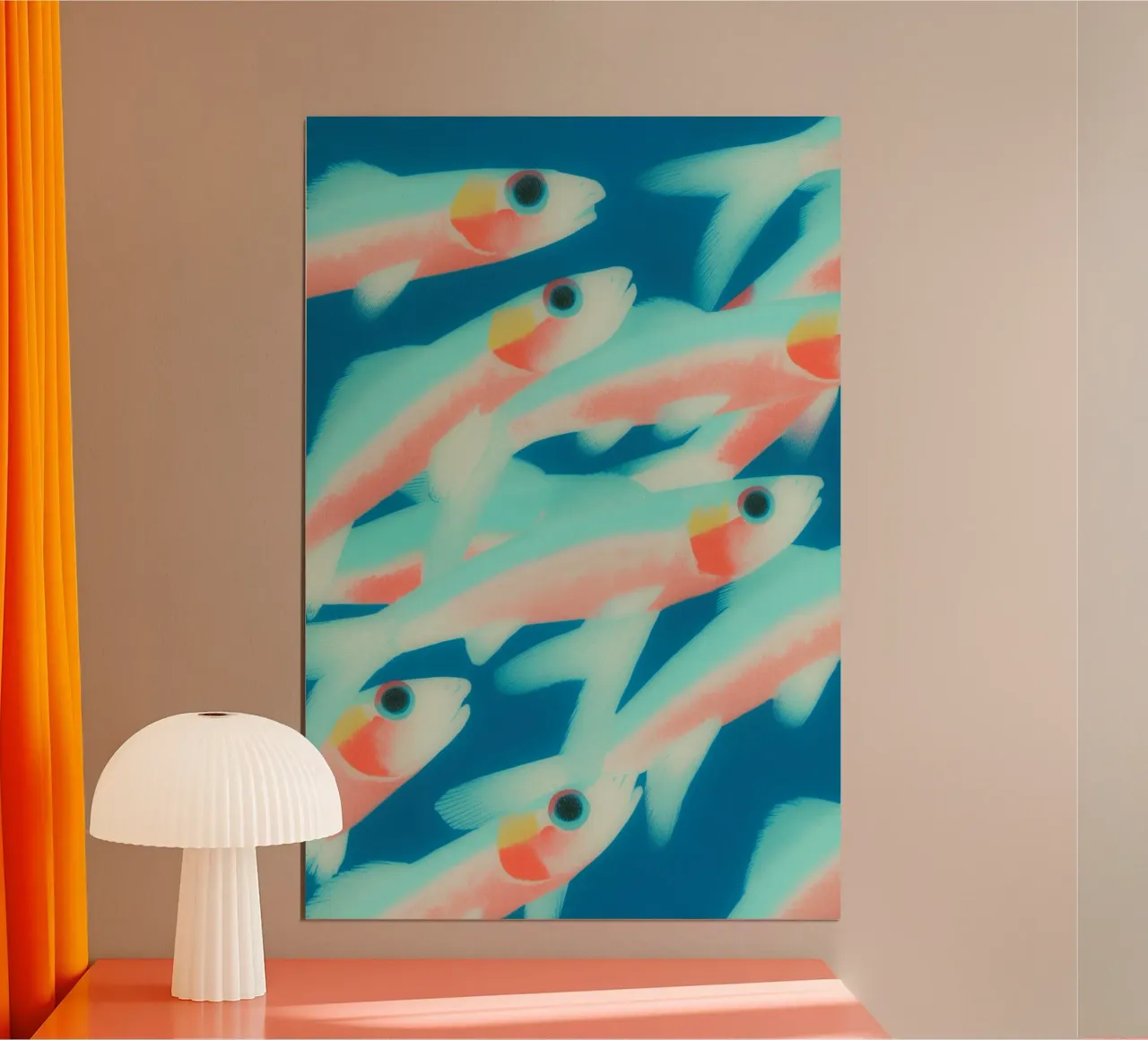 Banc de poissons dans une lumière magique | Impression d'art maritime poster de Autofocus