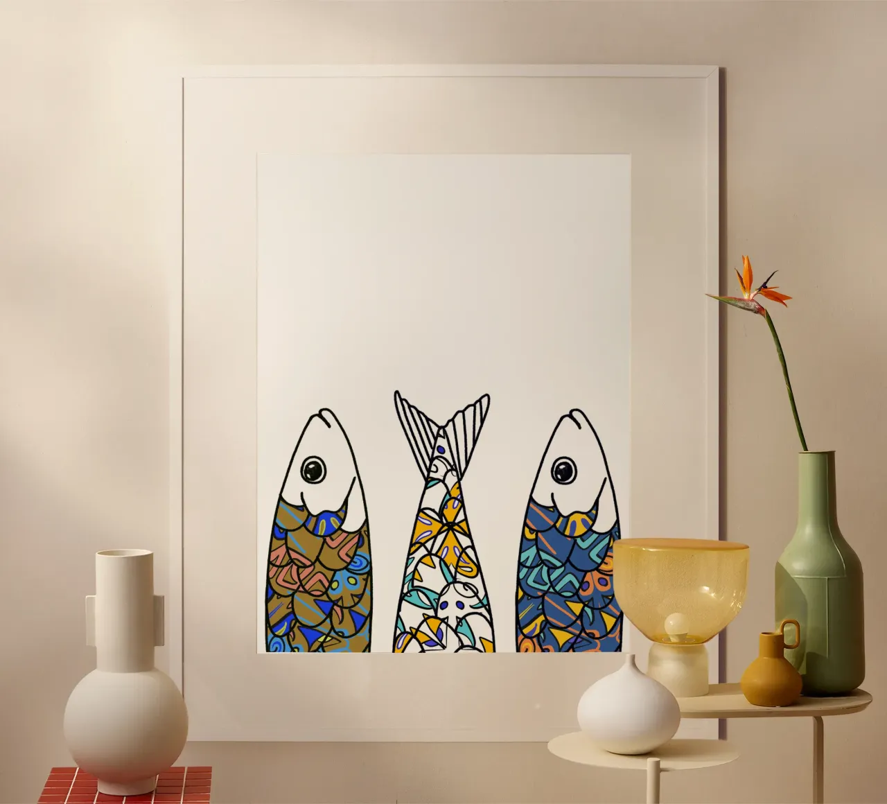 Sardine - Portogallo poster con telaio in alluminio da Claudiabrueggen