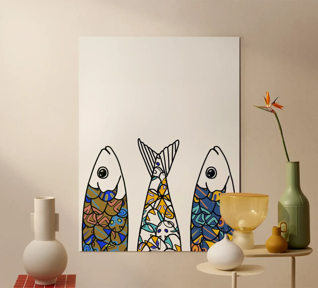 Sardine - Portogallo poster con telaio in alluminio da Claudiabrueggen