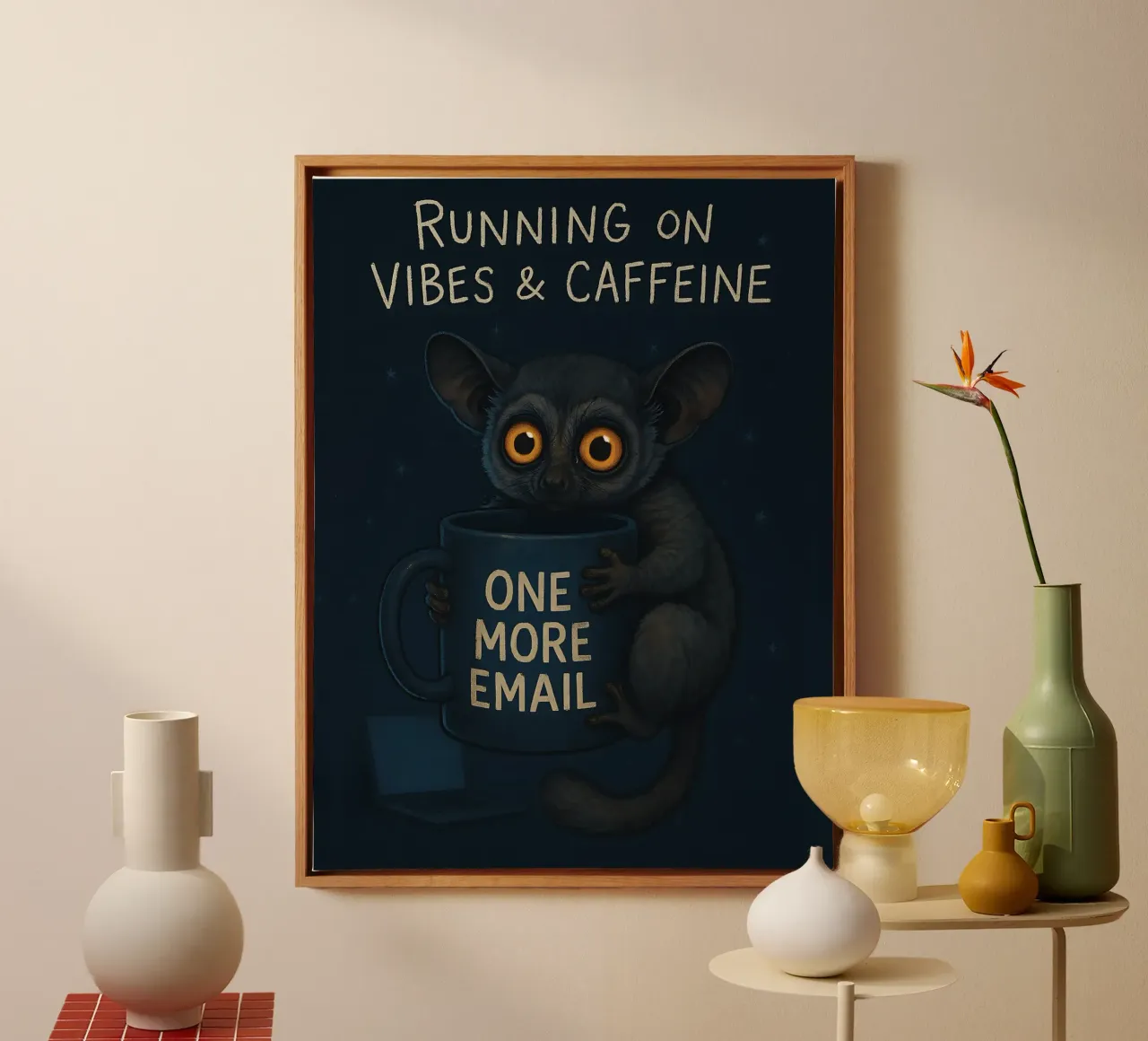 Funny Tarsier Meme canvas with Floater frame by Funny Humor Art