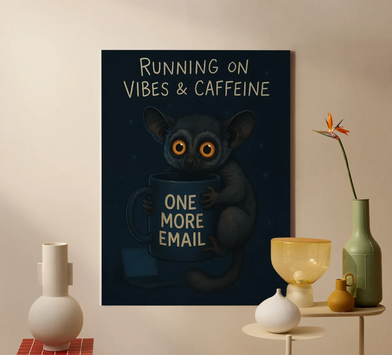 Funny Tarsier Meme canvas with Floater frame by Funny Humor Art