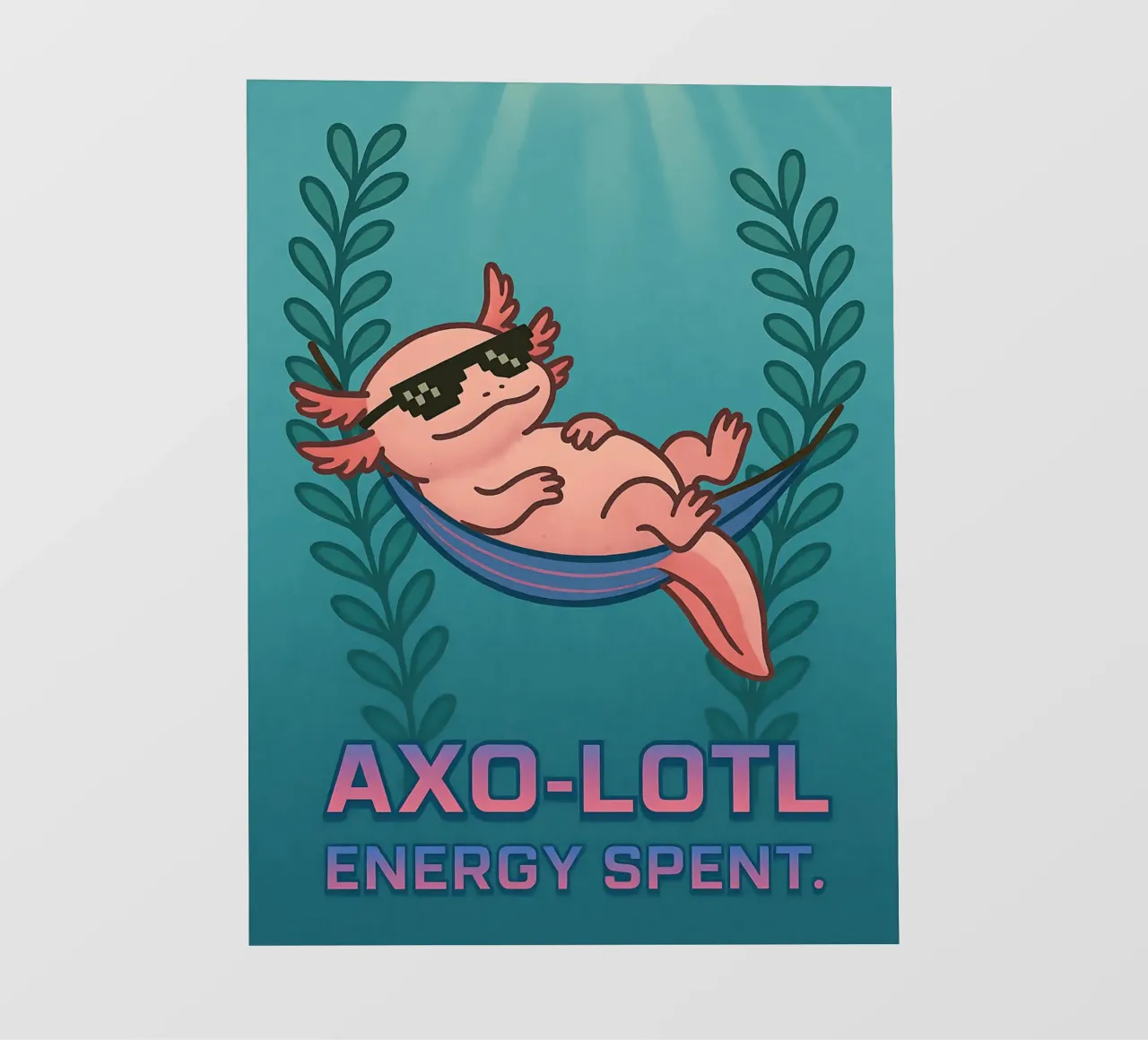 Funny Lazy Axolotl Meme pellicola backlit da Funny Humor Art