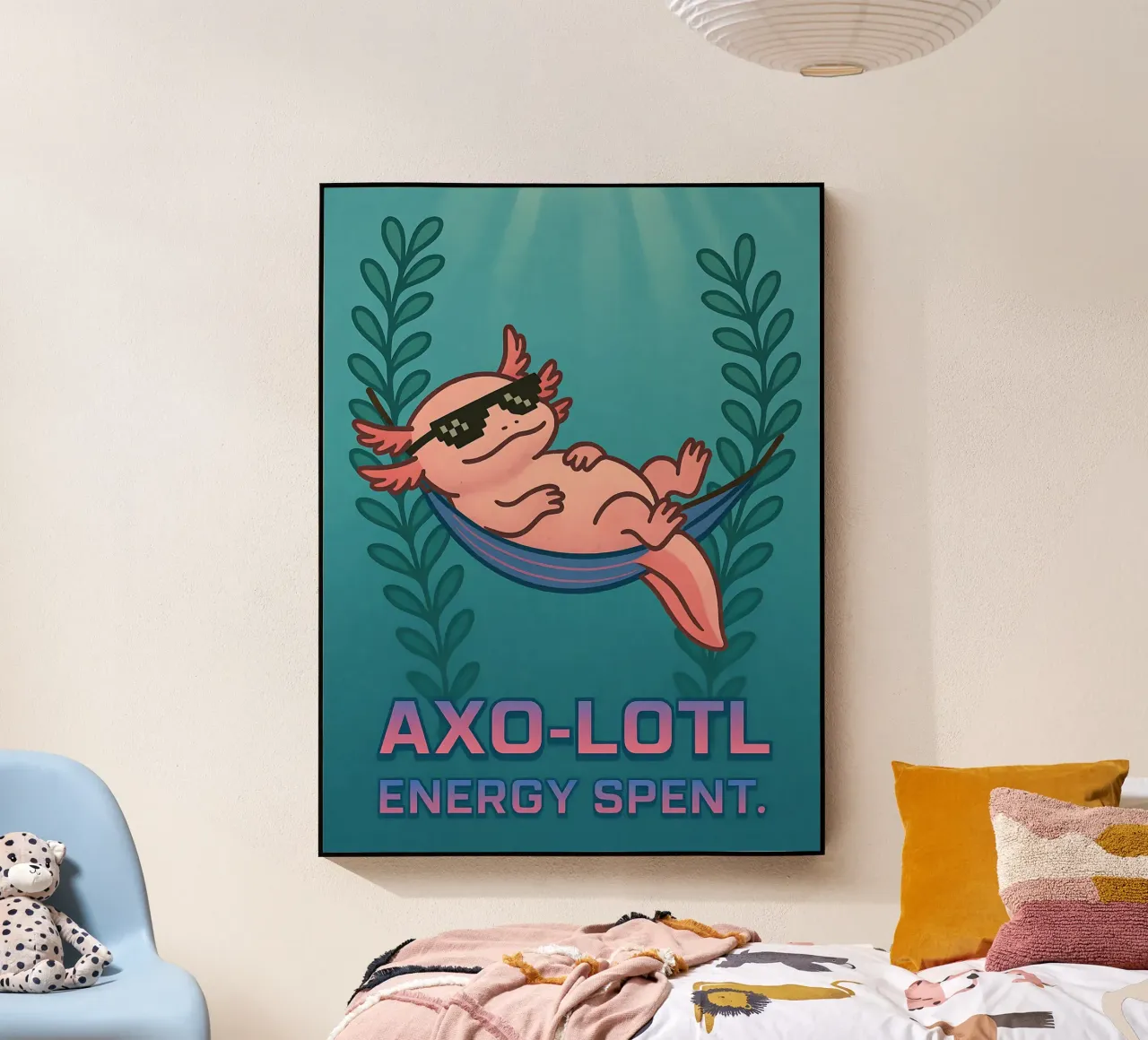Funny Lazy Axolotl Meme plexiglass da Funny Humor Art