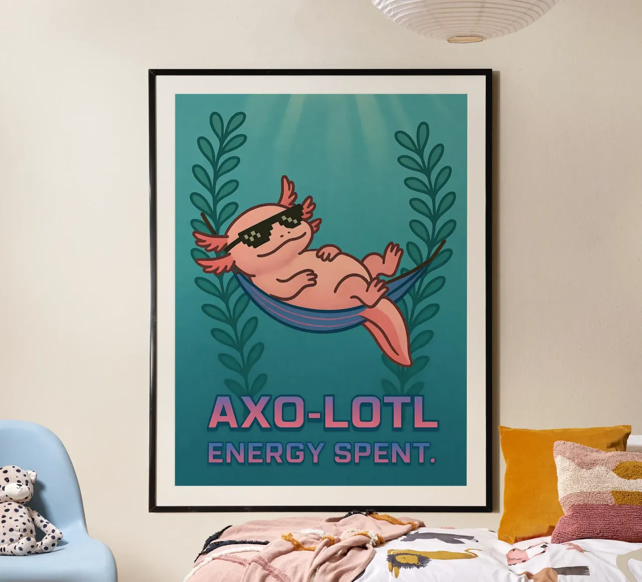 Funny Lazy Axolotl Meme carta hahnemühle da Funny Humor Art