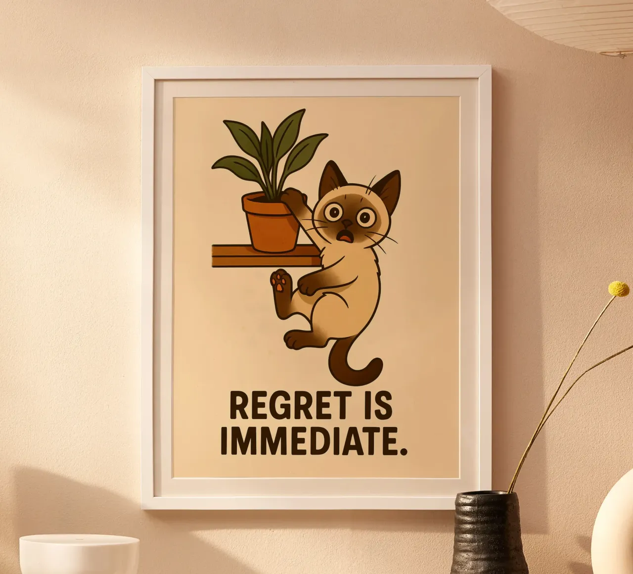 Lustiges Siamesisches Kätzchen Meme Poster mit Aluminium Rahmen von Funny Humor Art