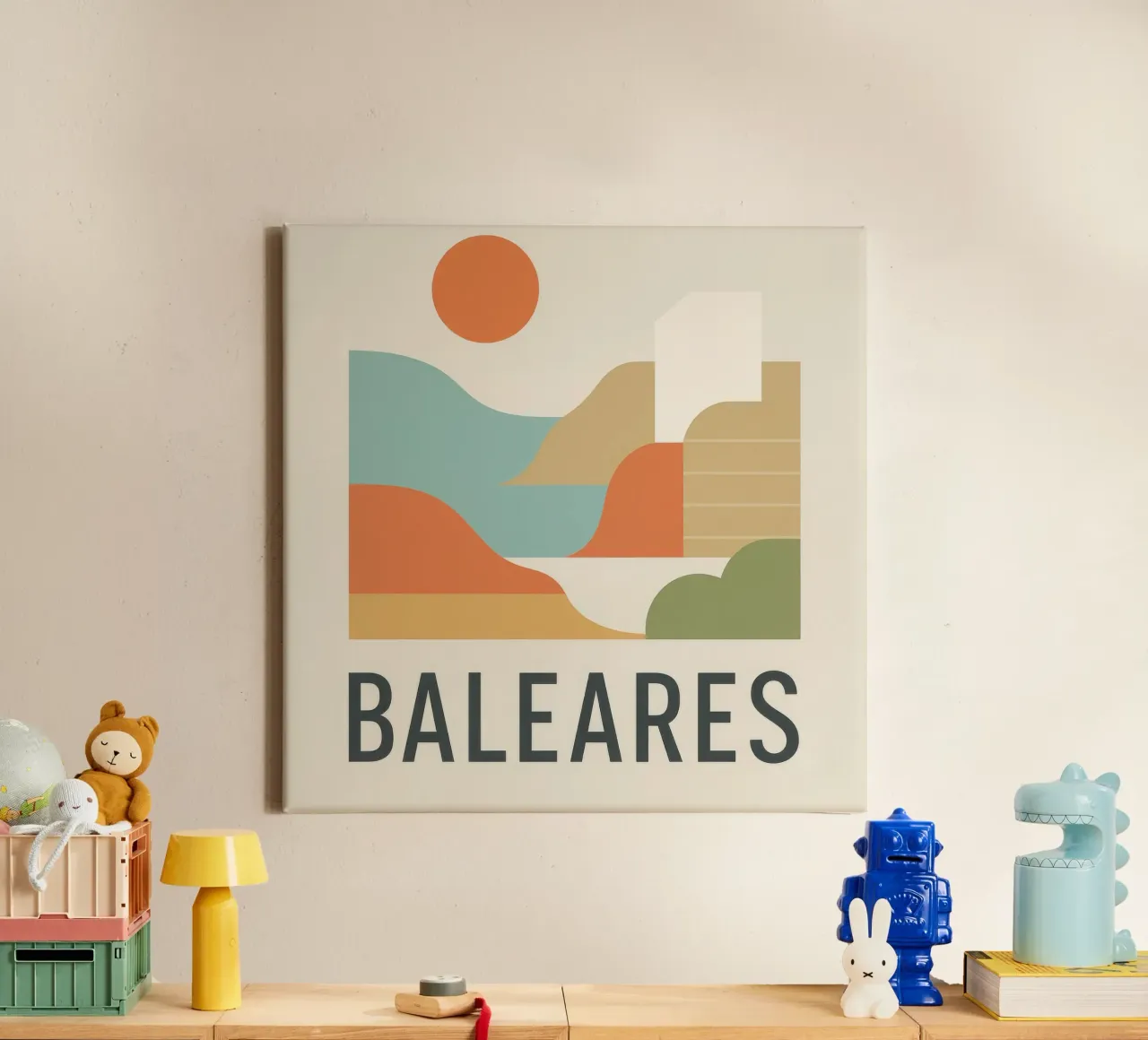 Zonneontsnapping naar de Balearen canvas met Baklijst van JETLAG | affiches voyage