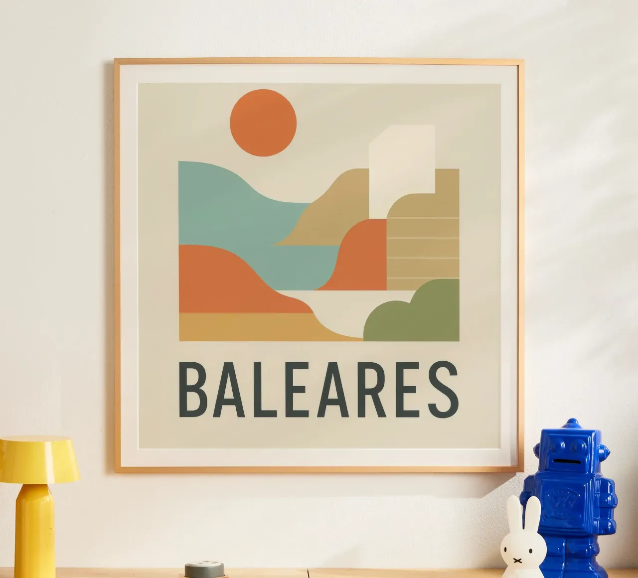 Fuga solare alle Baleari poster con telaio in legno da JETLAG | affiches voyage