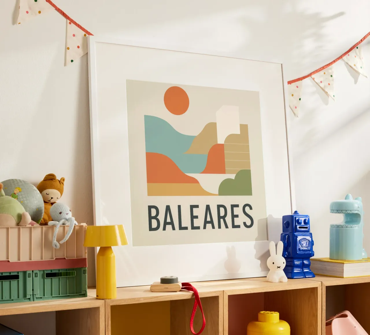 Fuga solare alle Baleari poster con telaio in legno da JETLAG | affiches voyage