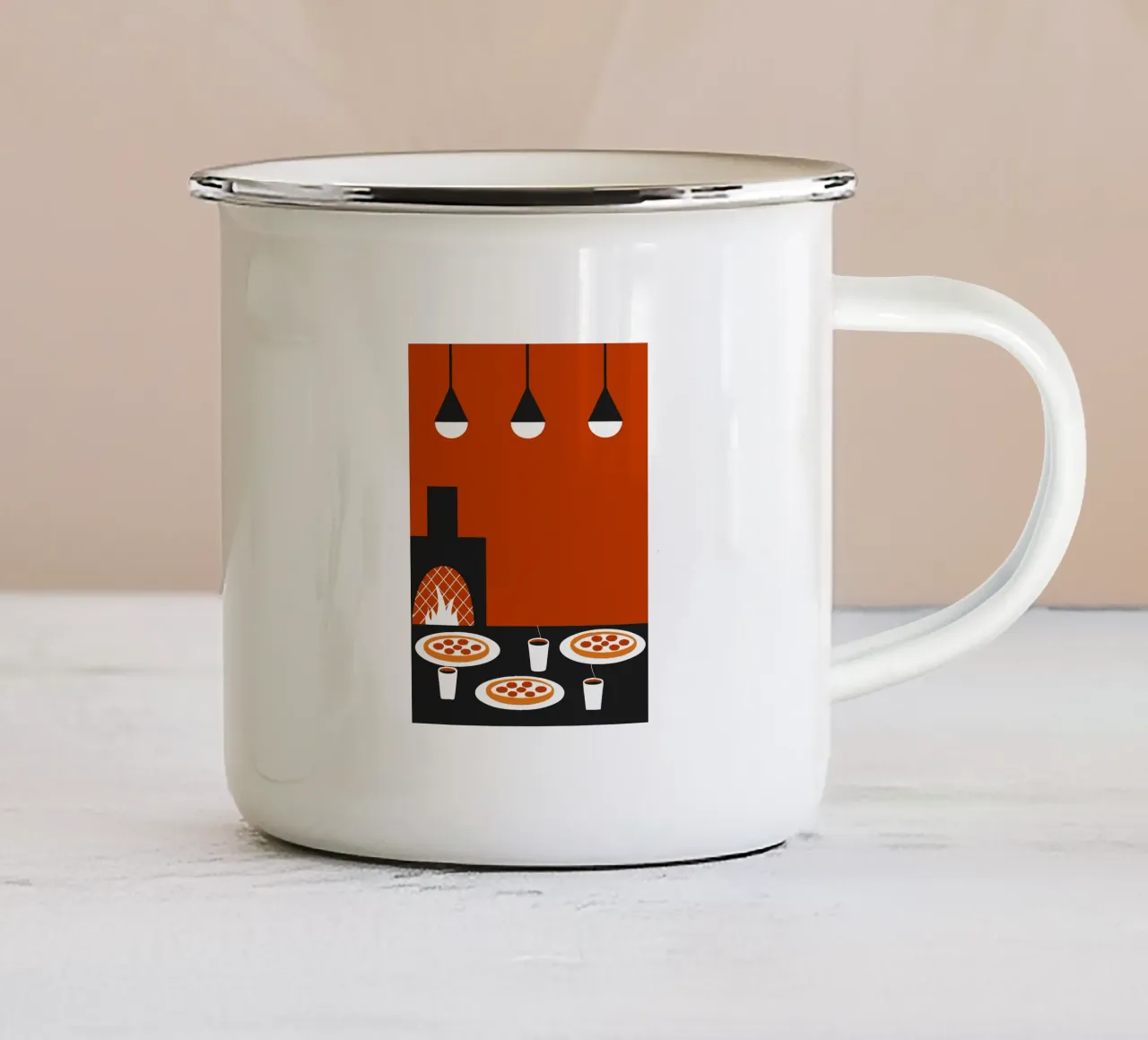Pizza per la colazione tazza in smalto da LOOK DIFFERENT