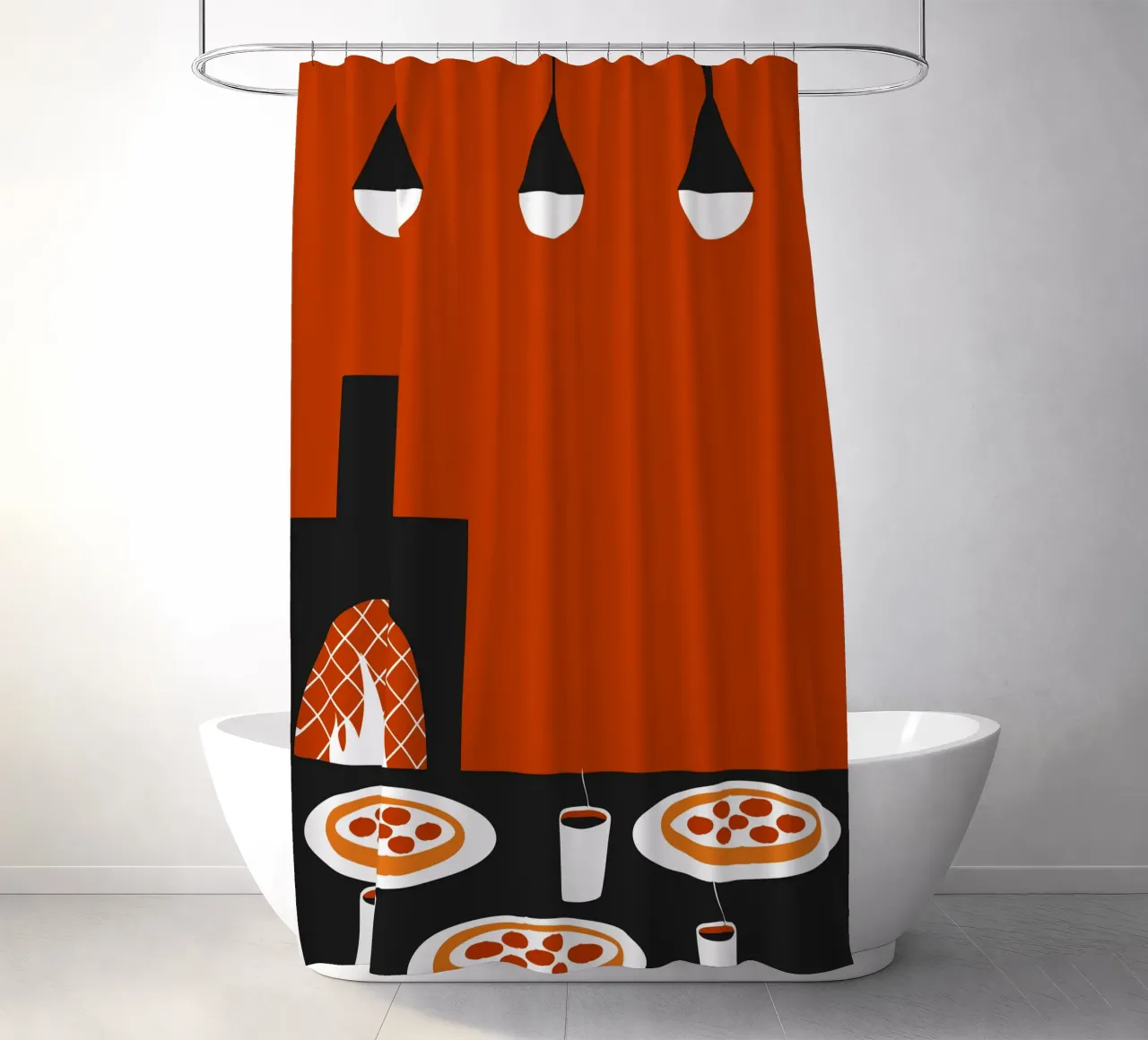 Frühstücks-Pizza Duschvorhang von LOOK DIFFERENT