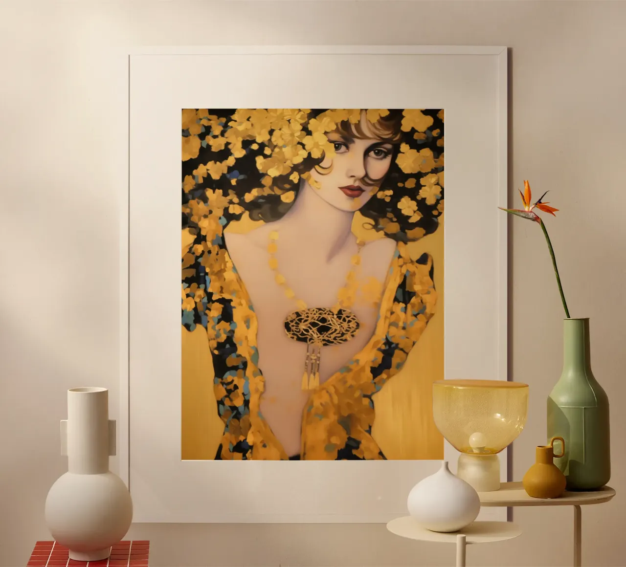 Donna Art Nouveau con motivi dorati | Ispirato a Klimt poster da Autofocus