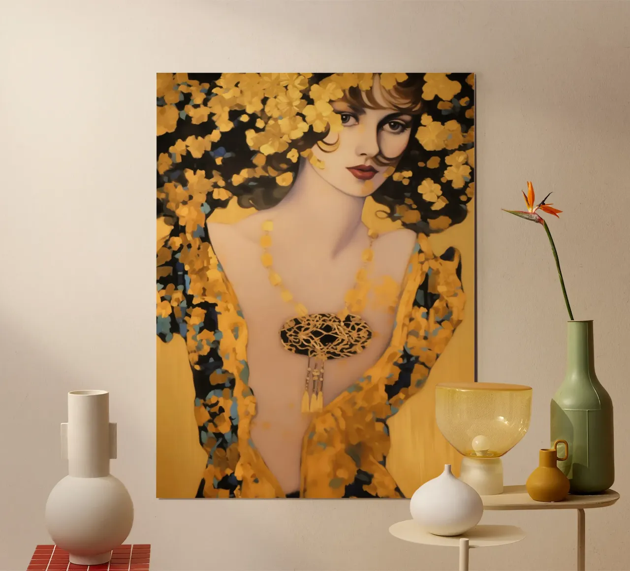 Donna Art Nouveau con motivi dorati | Ispirato a Klimt poster da Autofocus