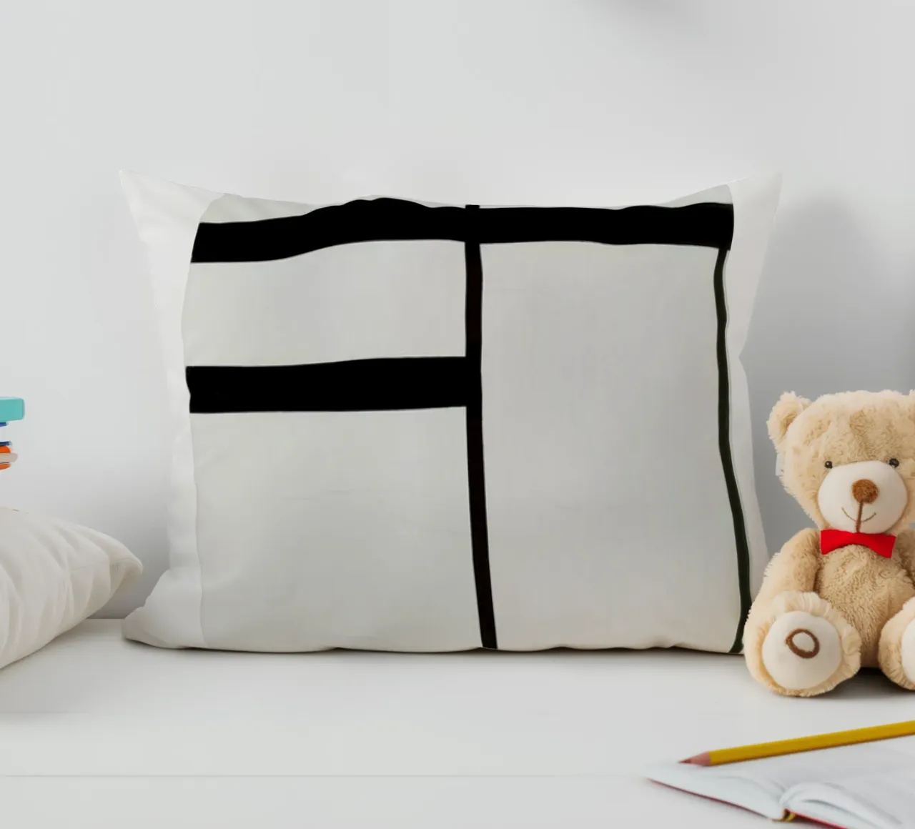 Mondrian - Composition with Red, Black and White cuscino da ARTOTHEK