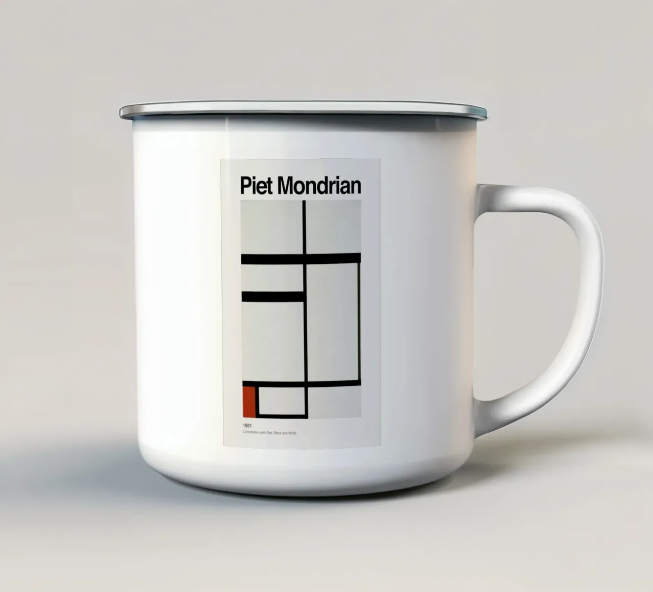 Mondrian - Composition with Red, Black and White tazza in smalto da ARTOTHEK