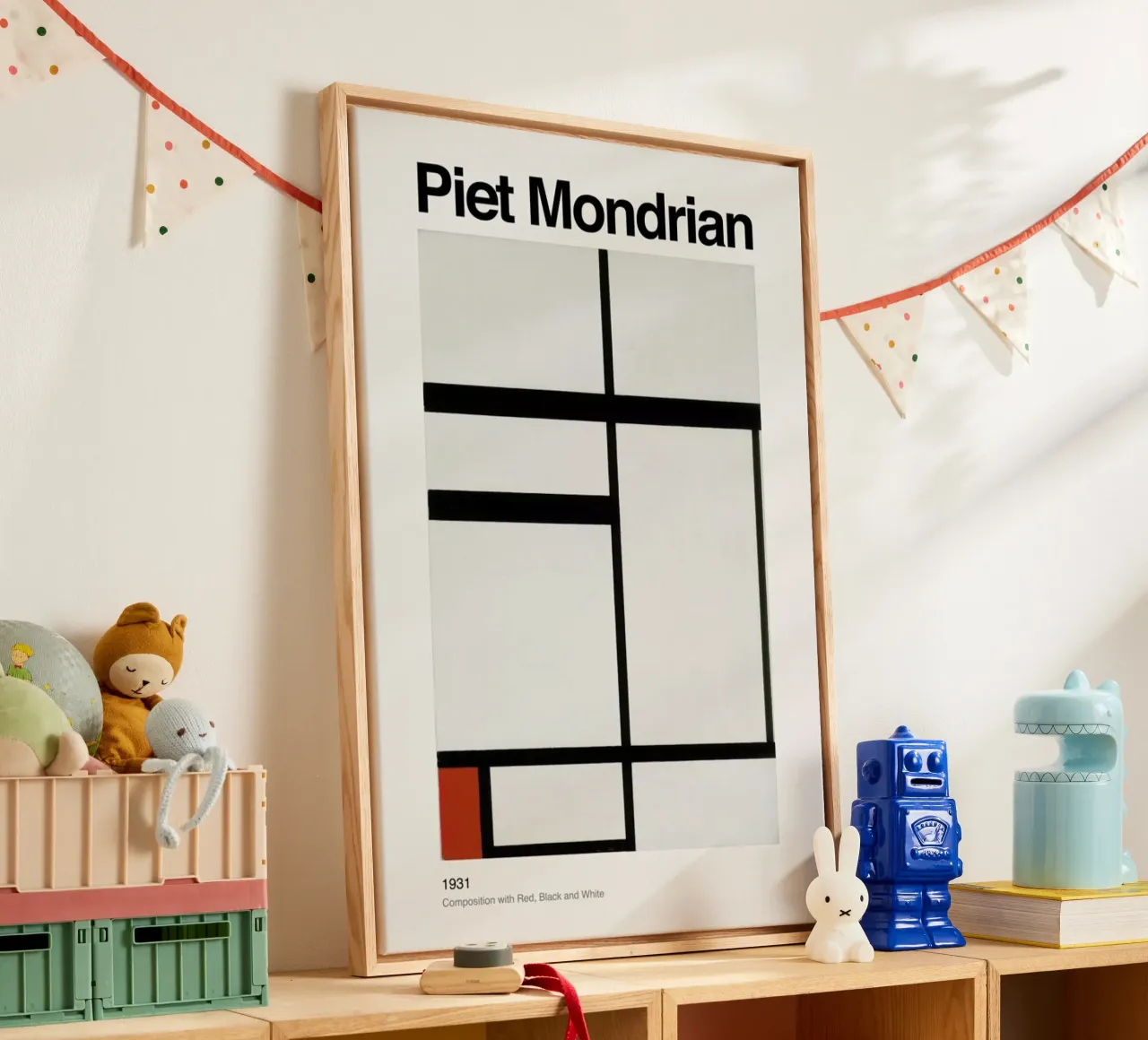 Mondrian - Composition with Red, Black and White tela con Cornice a cassetta da ARTOTHEK
