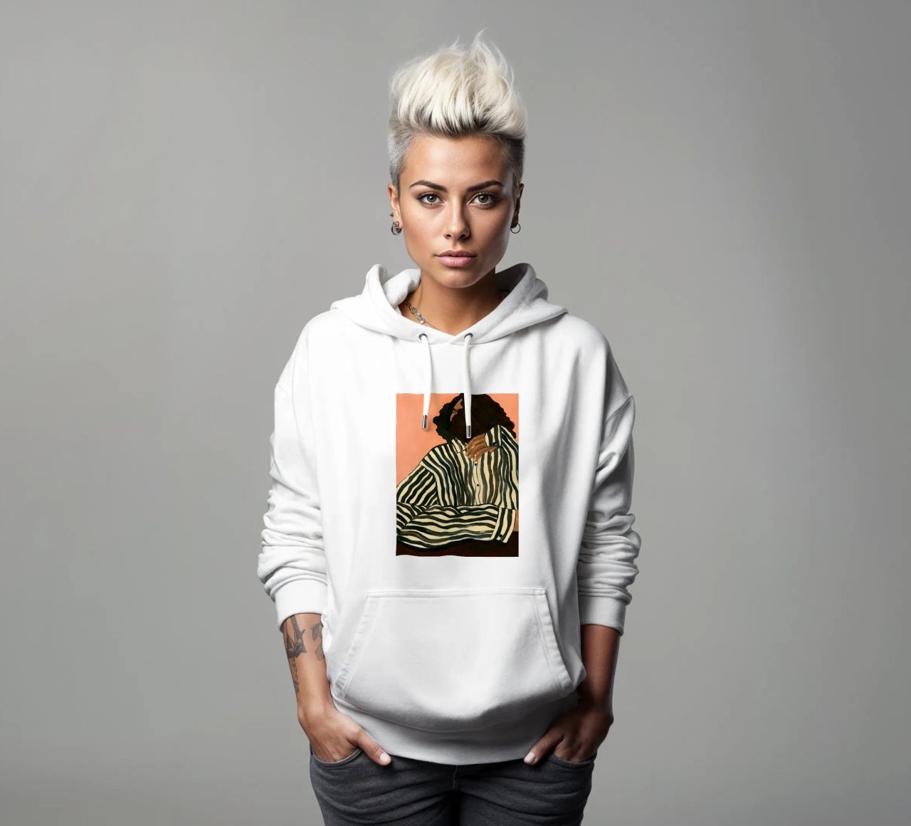 Hanna Peterson Gelassener Streifen Hoodie von Davidprint