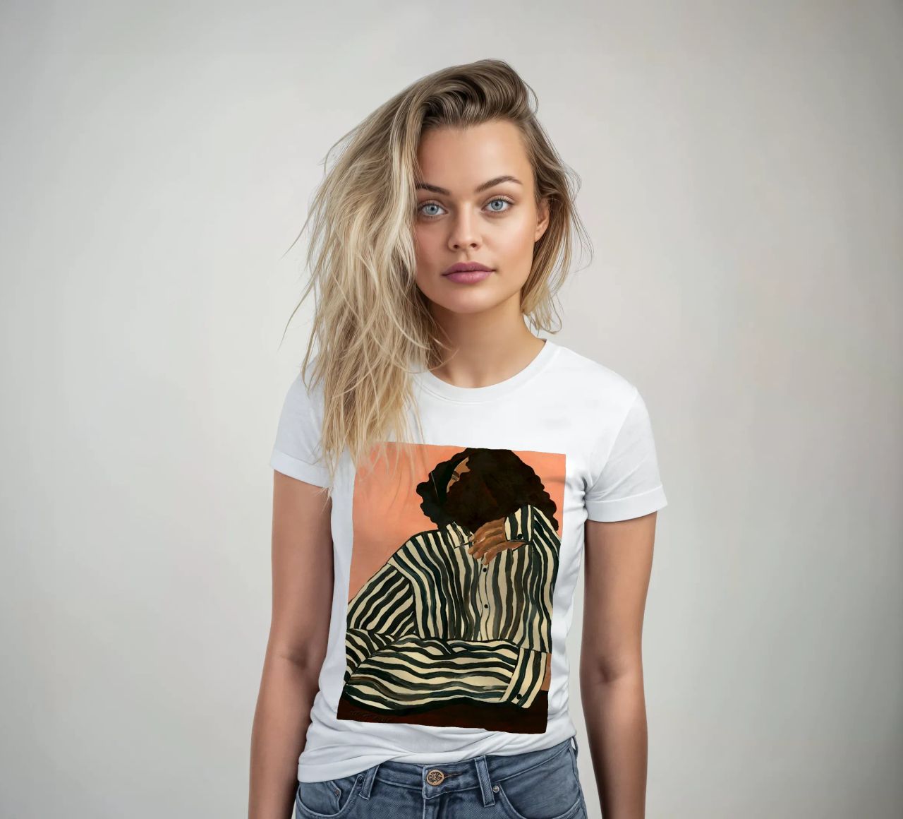 Hanna Peterson Gelassener Streifen Frauen T-Shirt von Davidprint