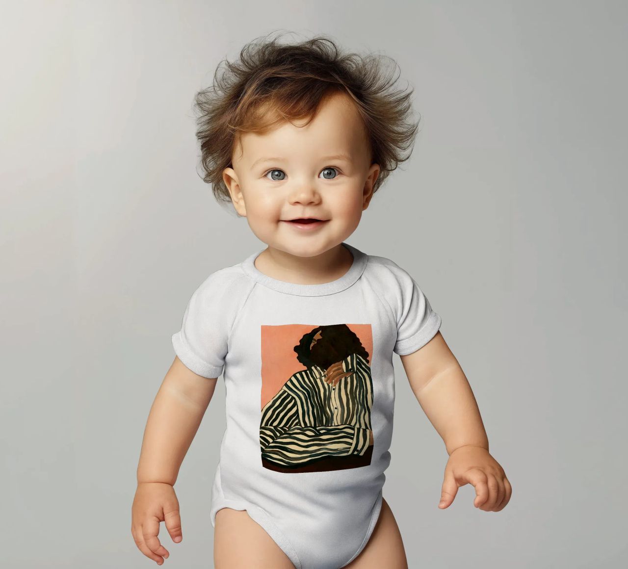 Hanna Peterson Gelassener Streifen Kurzarm Babybody von Davidprint