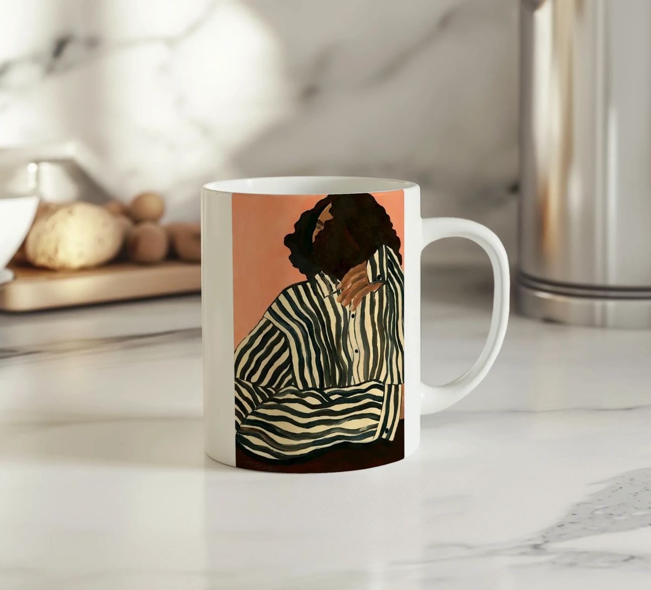 Hanna Peterson Gelassener Streifen Keramik Tasse von Davidprint