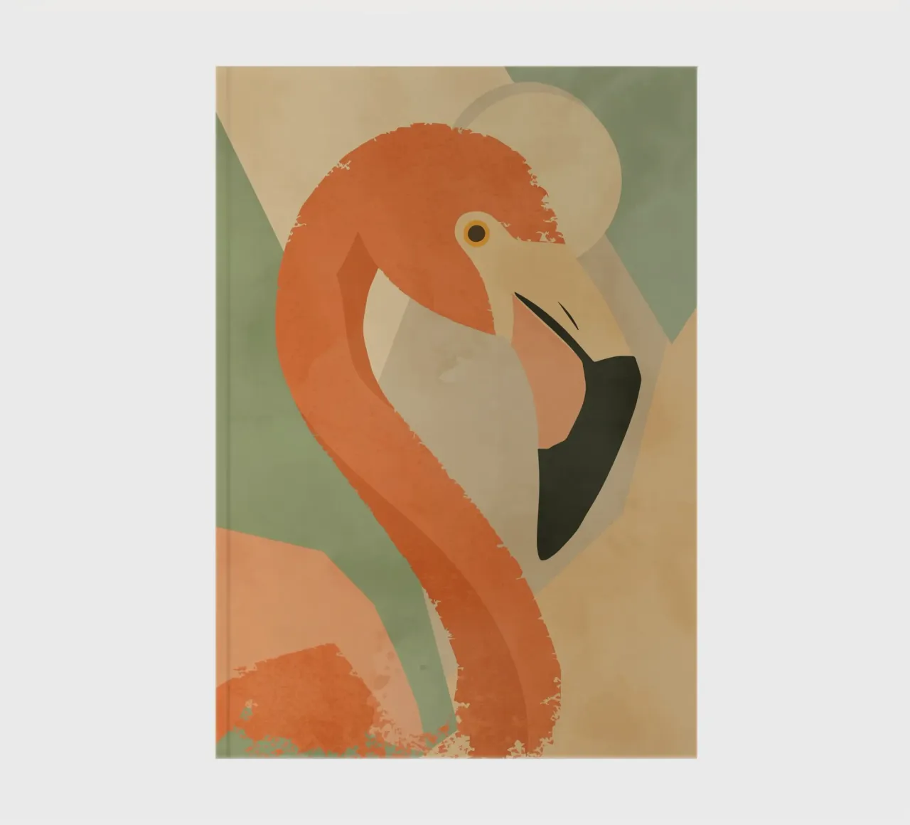 Flamingo in geometric-abstract style -Elegant animal motif notebook by namosh
