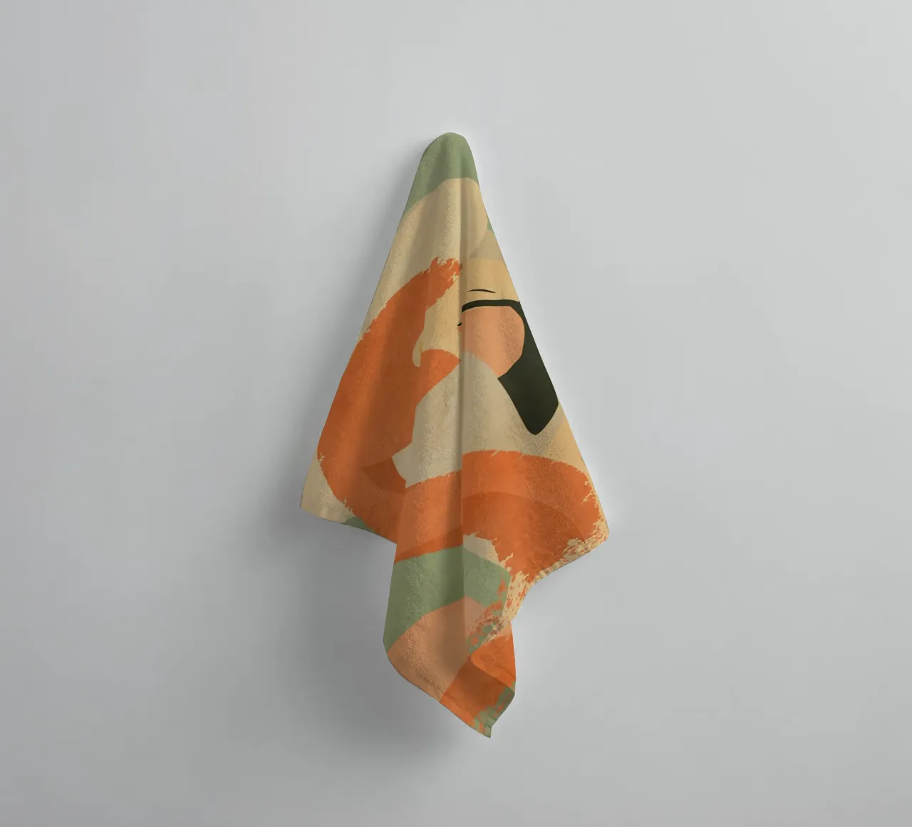 Flamingo in geometric-abstract style -Elegant animal motif towel by namosh