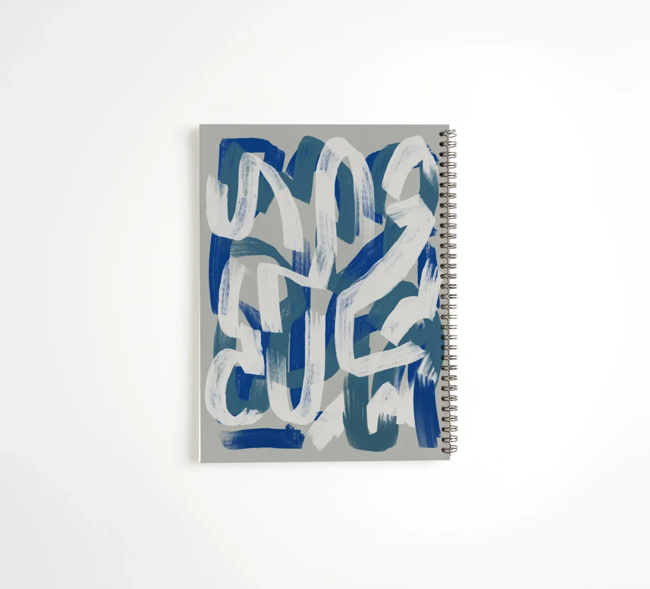 Dry brush abstract in grey and blue 02 spiral notebook by Little Dean