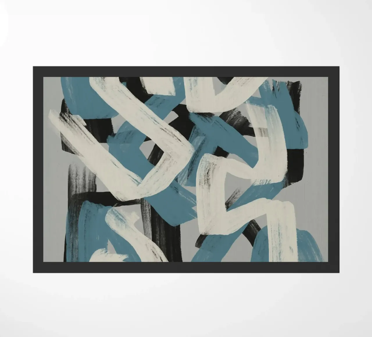 Droog penseel abstract in grijs en blauw Little Dean by Little De deurmat van Little Dean