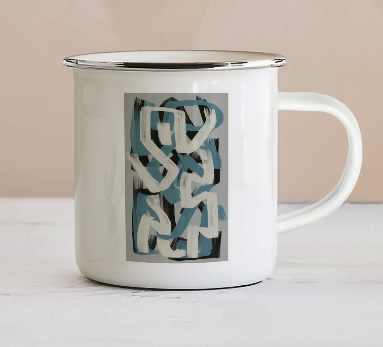 Astratto a pennello secco in grigio e blu Little Dean by Little De tazza in smalto da Little Dean