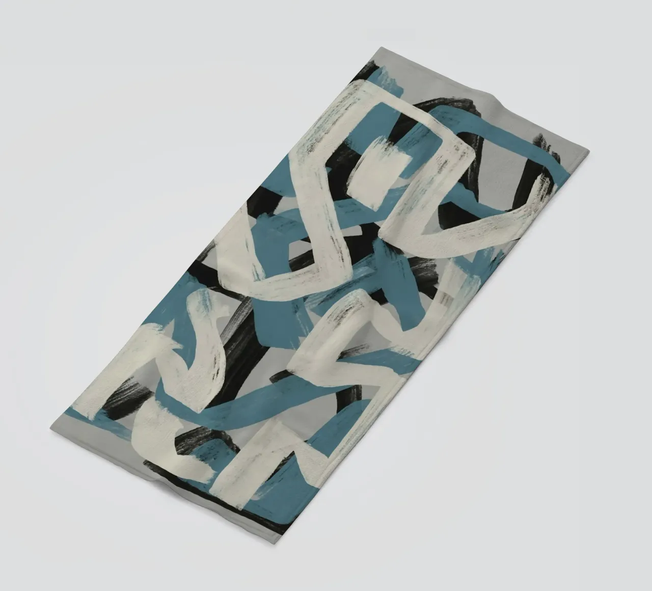 Droog penseel abstract in grijs en blauw Little Dean by Little De strandhanddoek van Little Dean