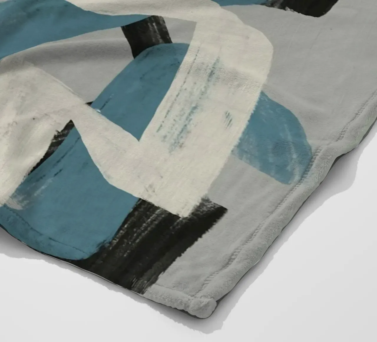 Droog penseel abstract in grijs en blauw Little Dean by Little De fleecedeken van Little Dean