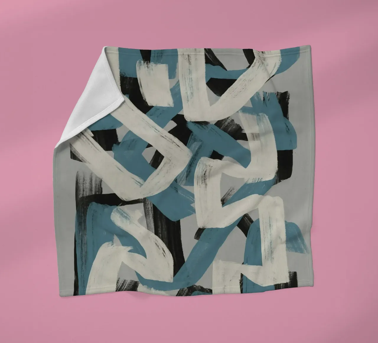 Droog penseel abstract in grijs en blauw Little Dean by Little De fleecedeken van Little Dean