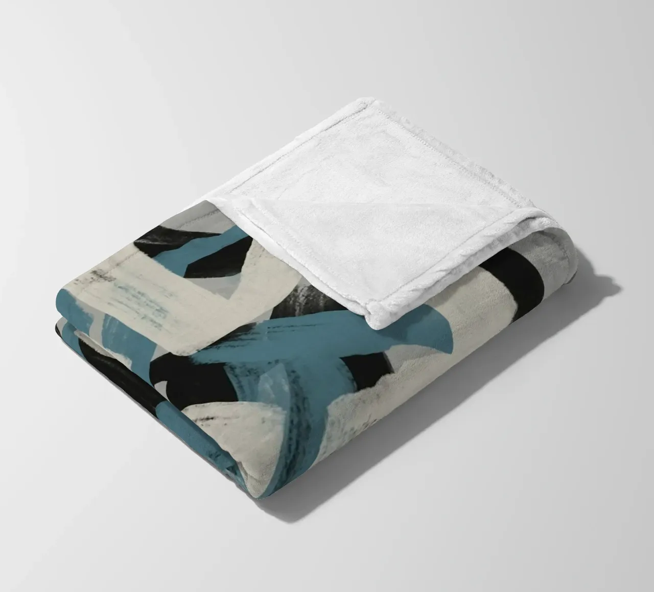 Droog penseel abstract in grijs en blauw Little Dean by Little De fleecedeken van Little Dean