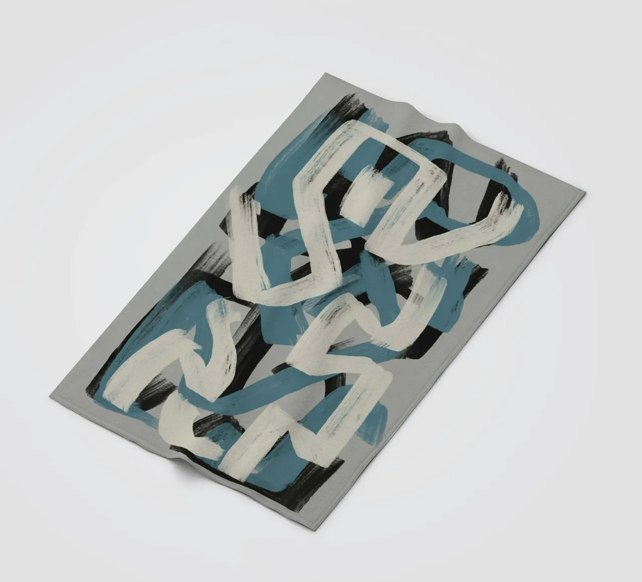 Droog penseel abstract in grijs en blauw Little Dean by Little De fleecedeken van Little Dean