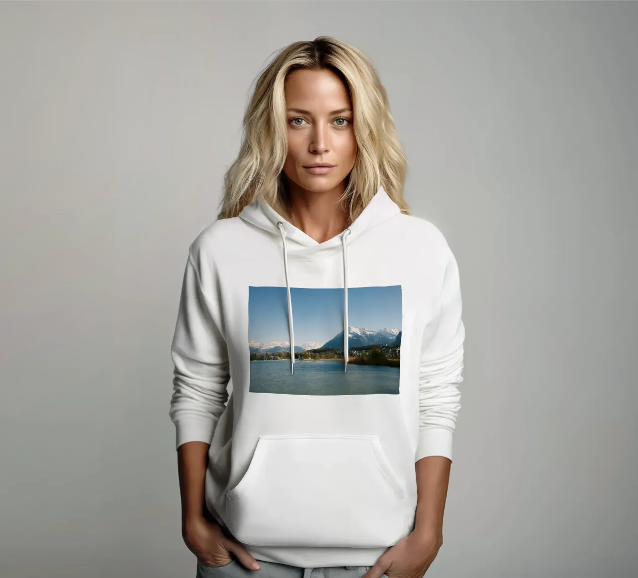 Spring Calm at the Foot of the Niesen felpa con cappuccio da FujiSwiss