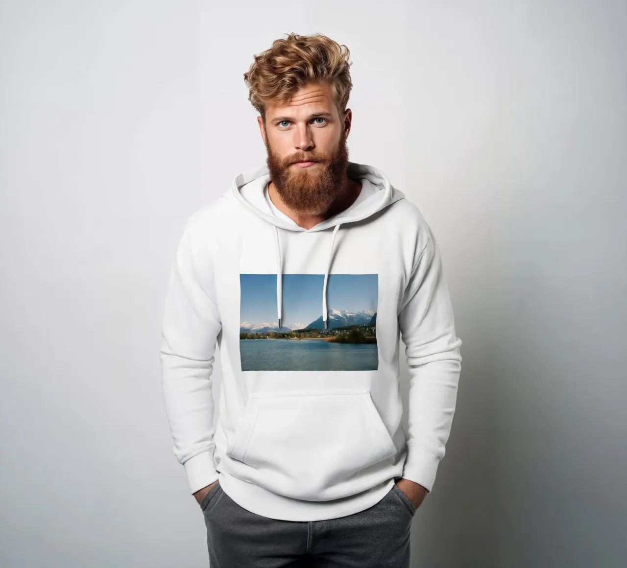 Spring Calm at the Foot of the Niesen felpa con cappuccio da FujiSwiss