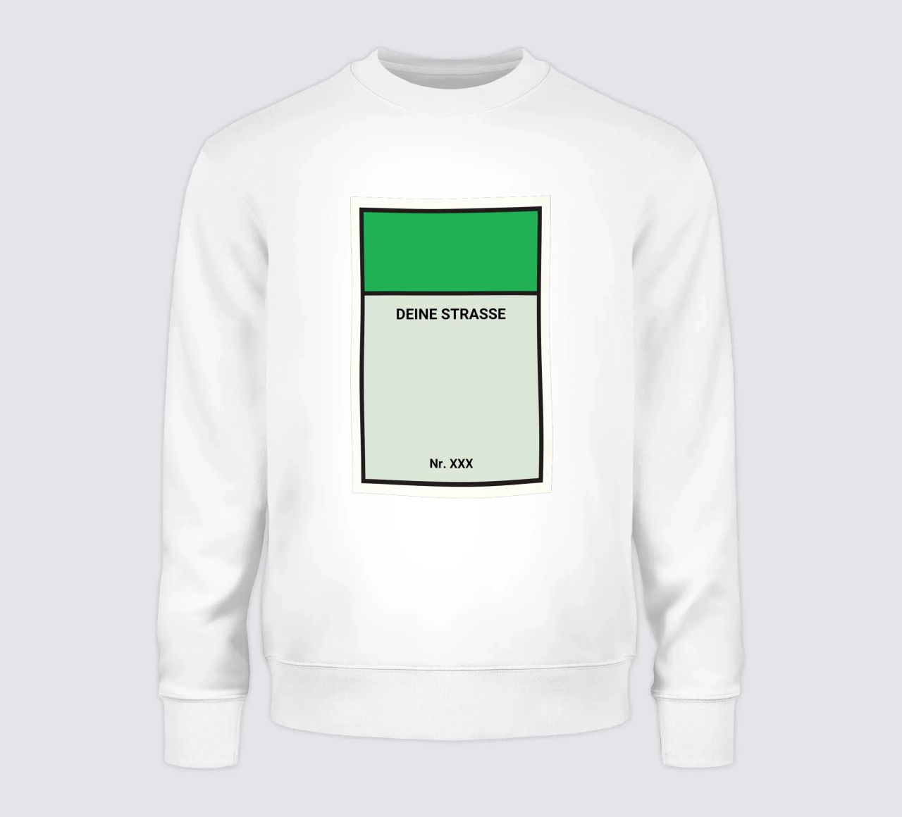 Poster verde stile Monopoly - La vostra via e il vostro numero civico felpa da FRAMELY