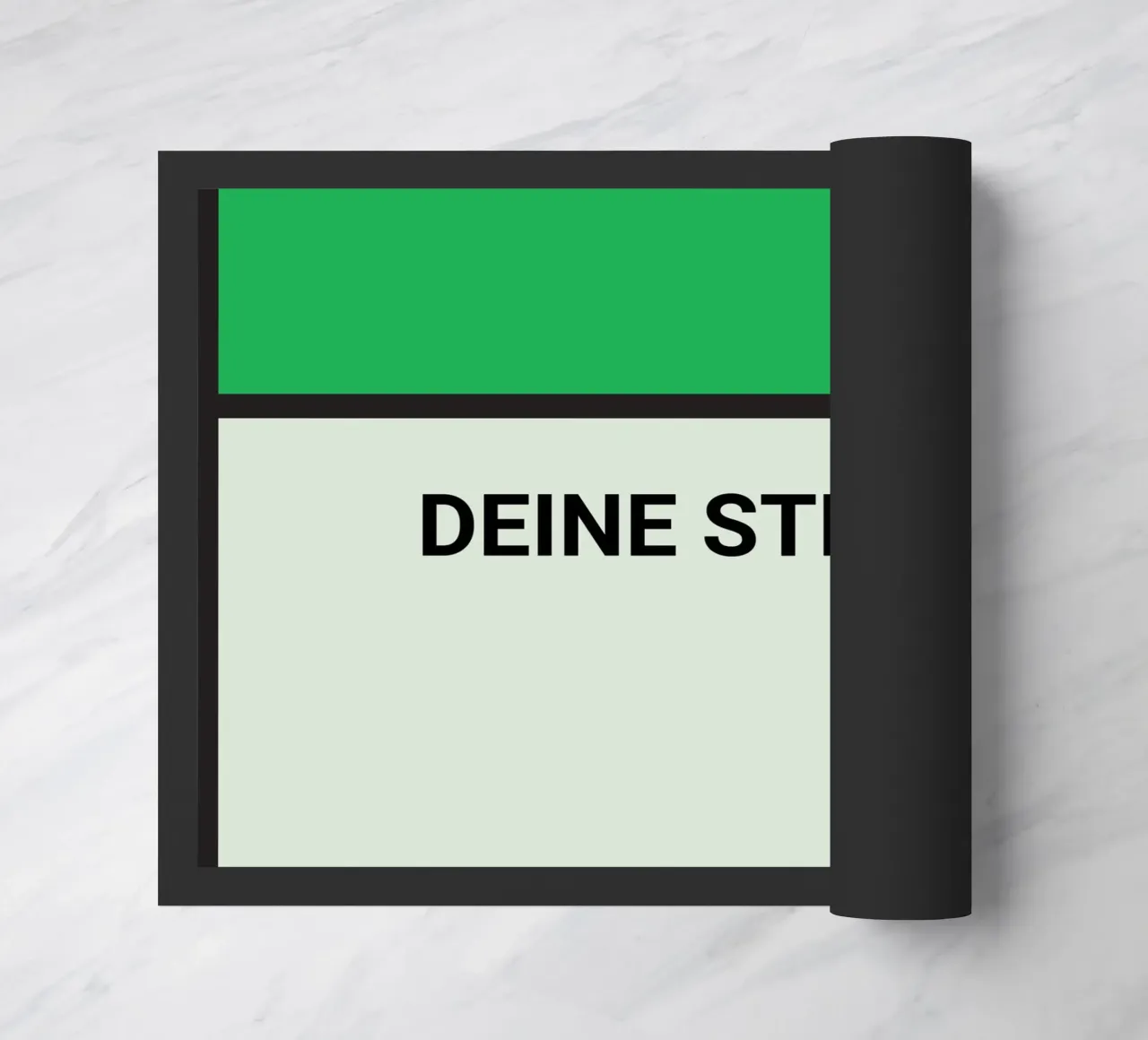 Poster verde stile Monopoly - La vostra via e il vostro numero civico zerbino da FRAMELY