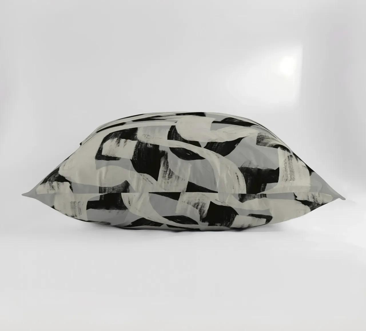 Pennello asciutto astratto in bianco e nero cuscino da Little Dean