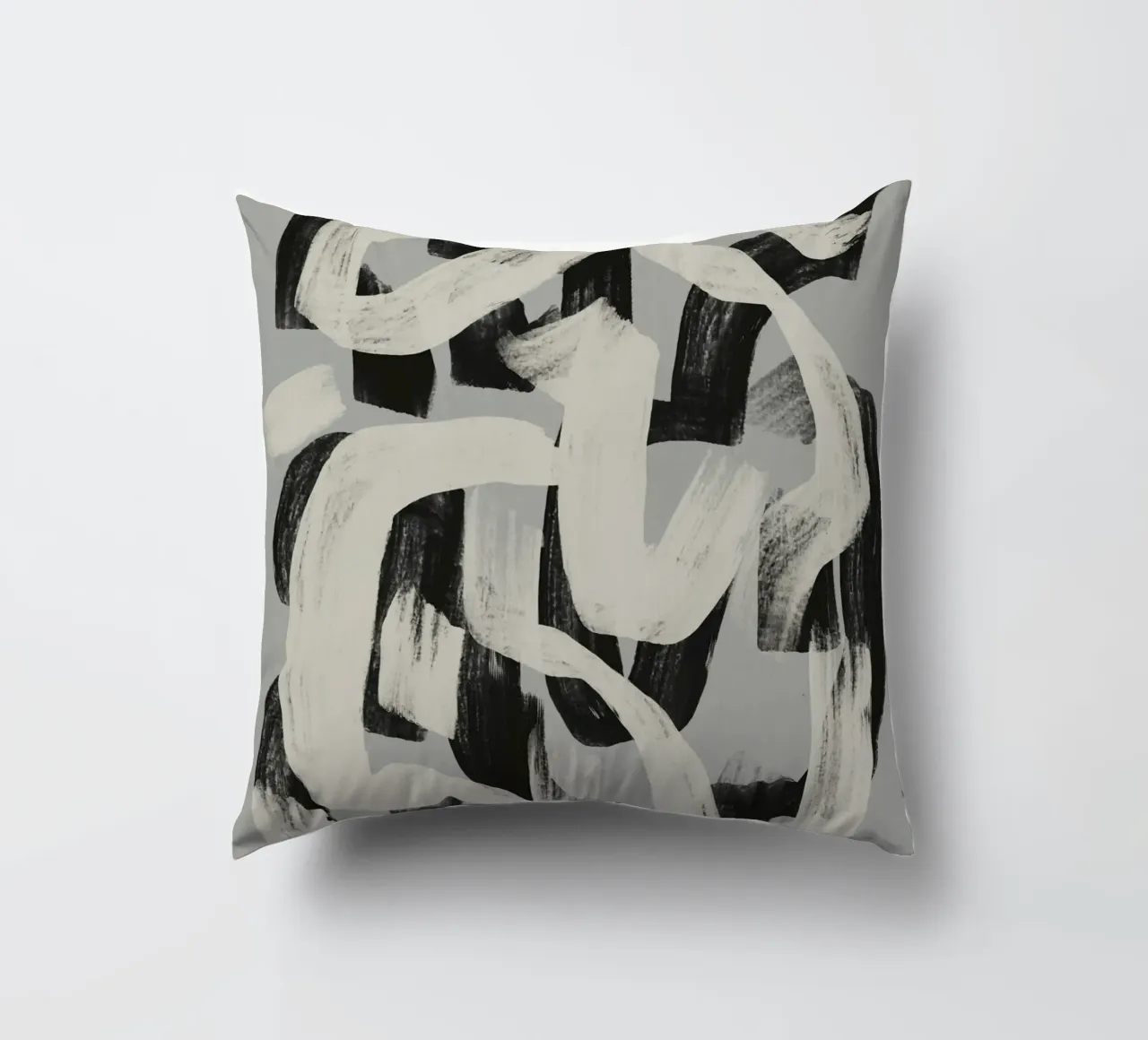 Pennello asciutto astratto in bianco e nero cuscino da Little Dean