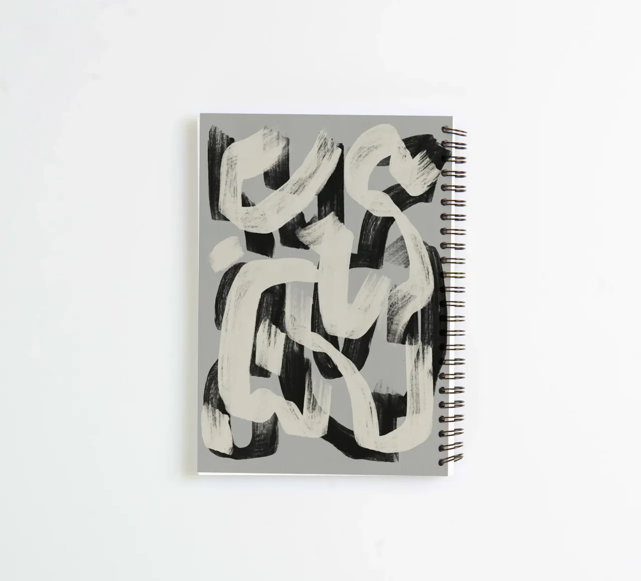 Dry brush abstract in black and white spiral notebook by Little Dean