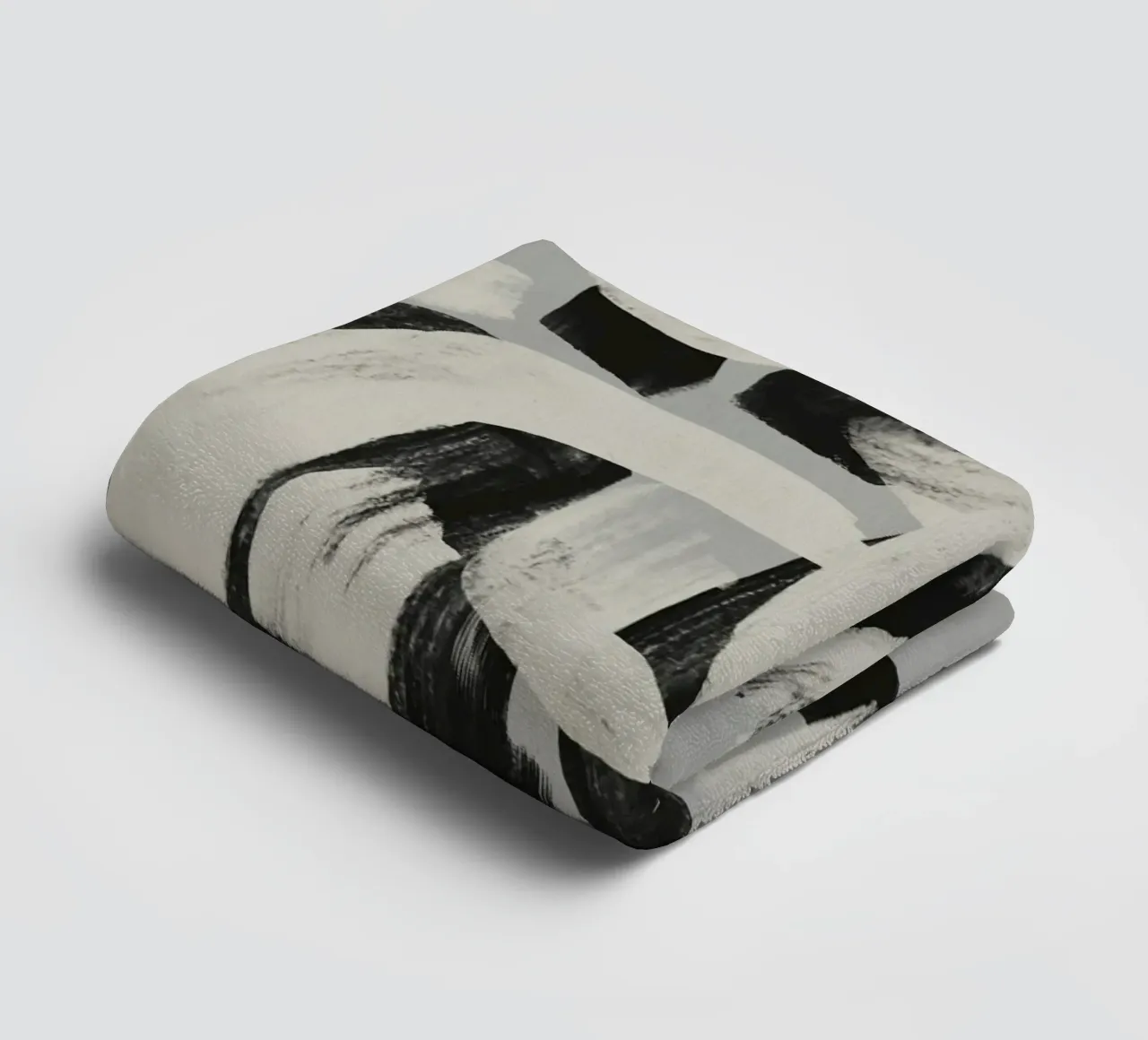 Droog penseel abstract in zwart en wit badhanddoek van Little Dean