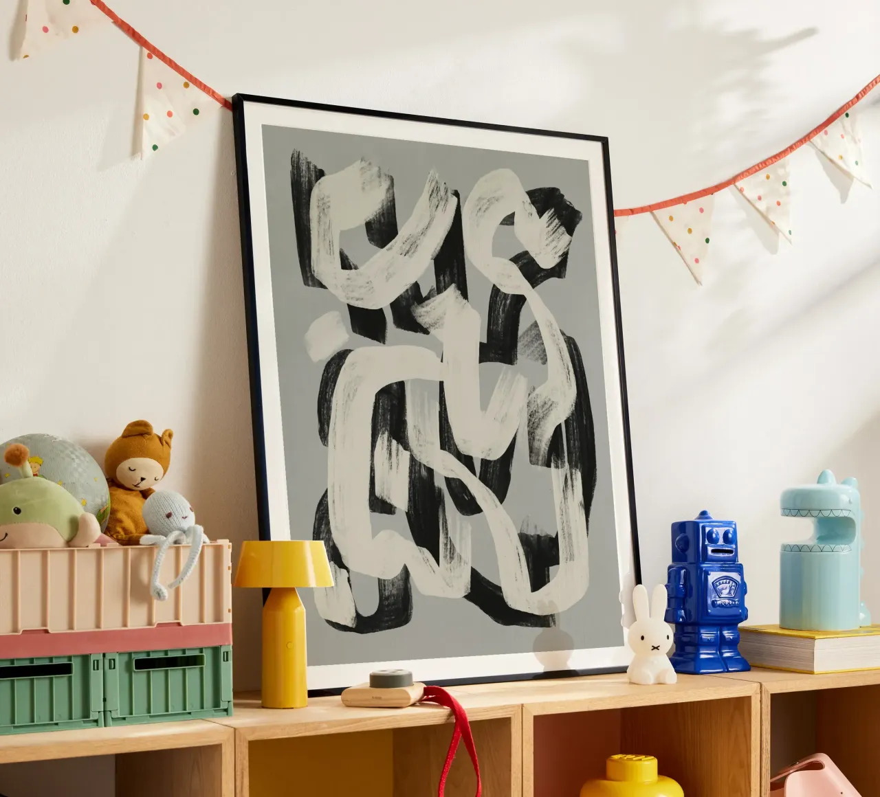 Abstrait au pinceau sec en noir et blanc poster de Little Dean