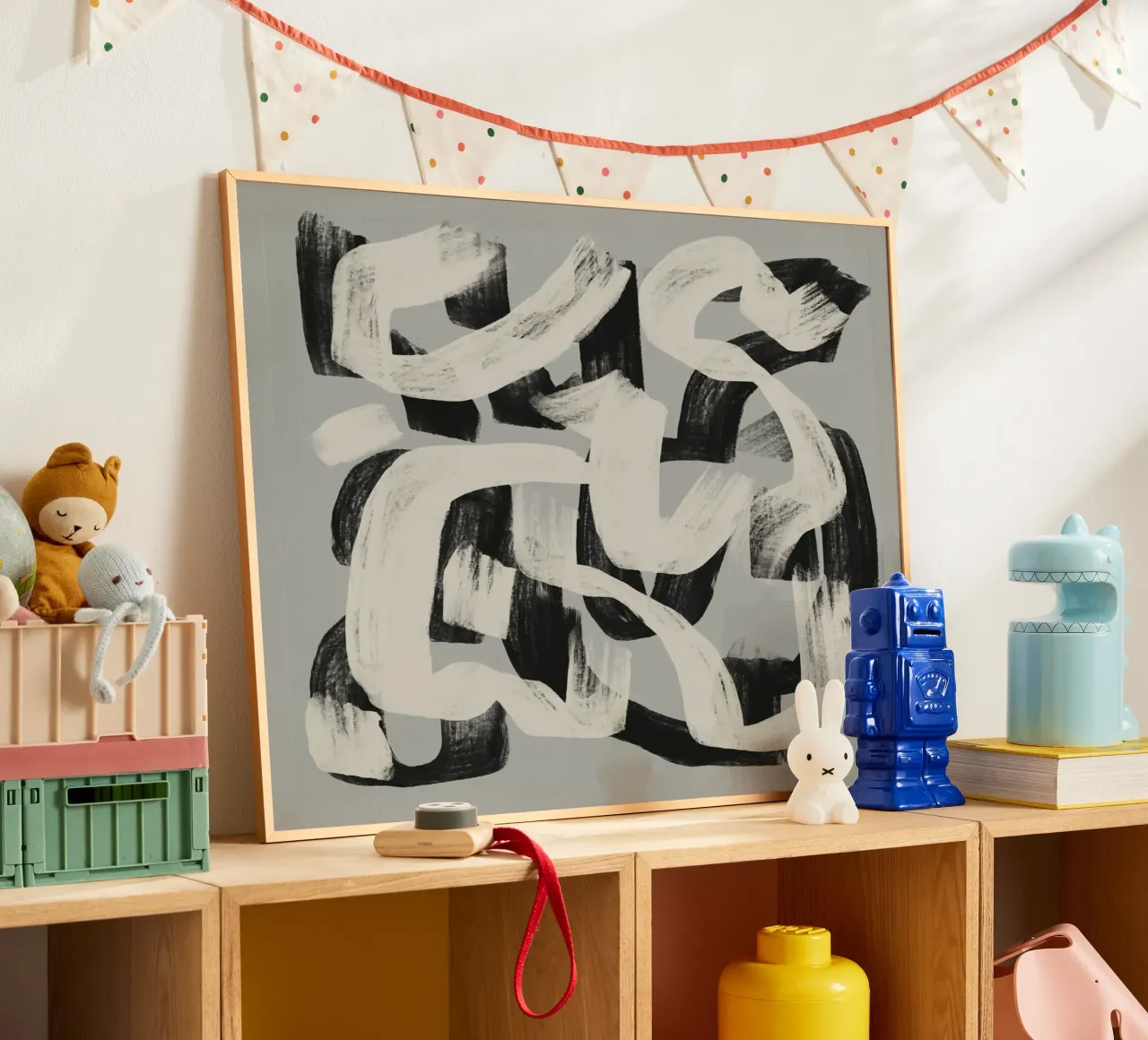 Abstrait au pinceau sec en noir et blanc poster de Little Dean