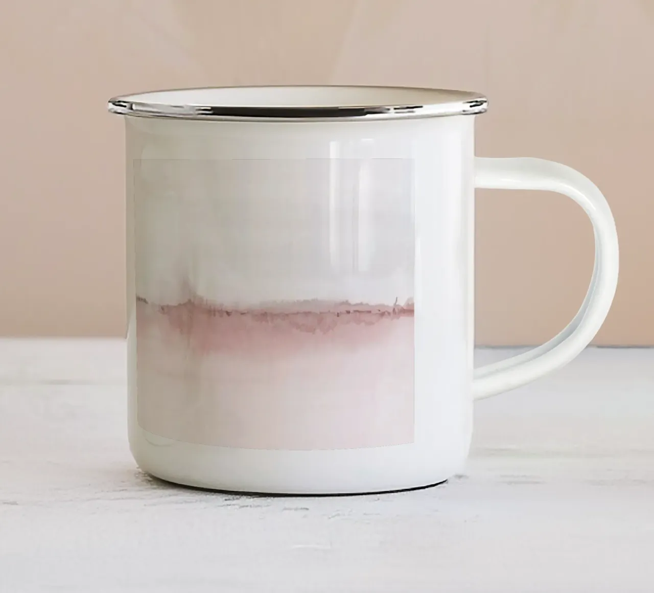 Paesaggio minimalista rosa e grigio tazza in smalto da NouveauPrints