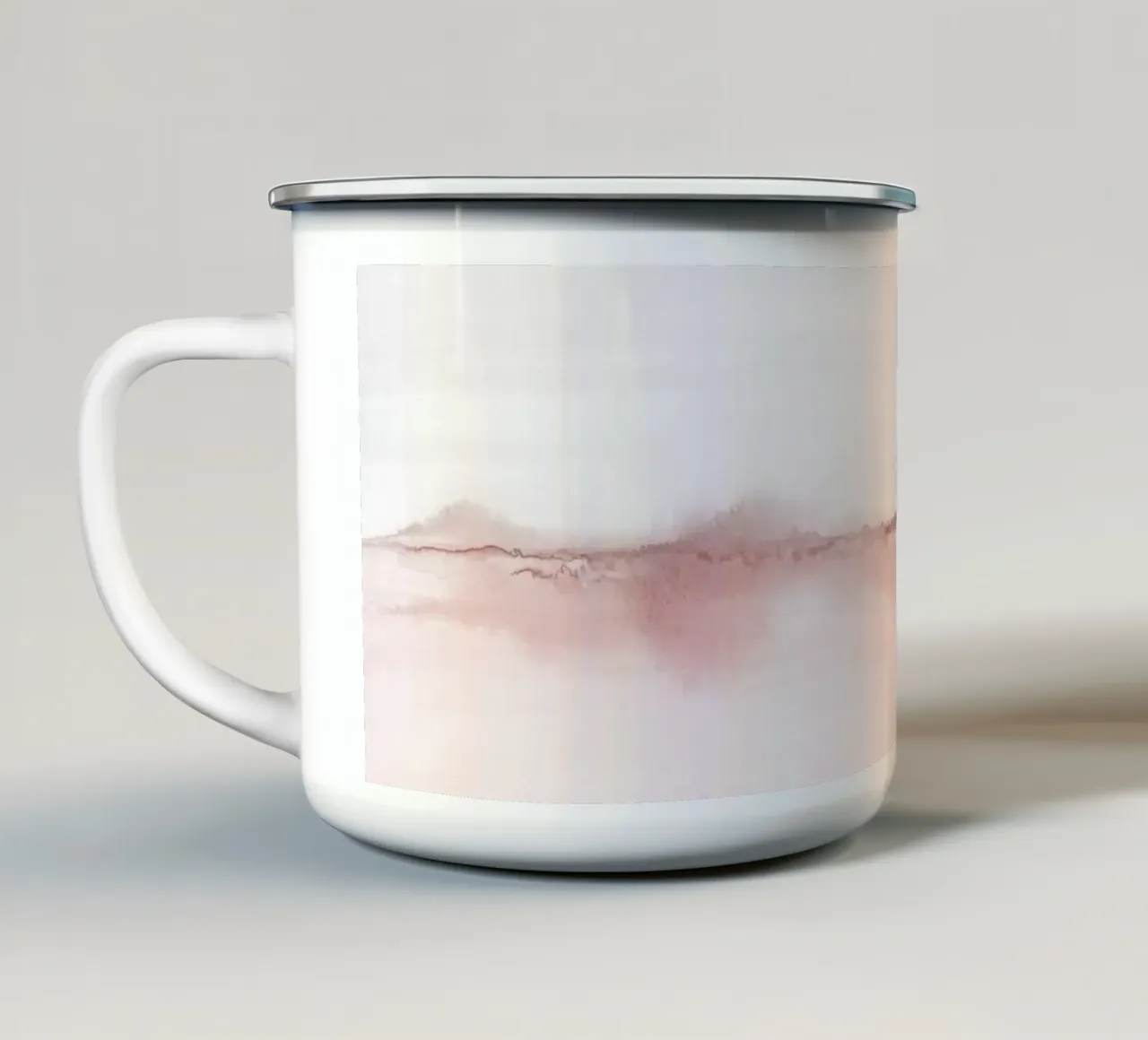 Paesaggio minimalista rosa e grigio tazza in smalto da NouveauPrints